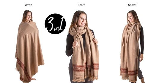Om Shanti Crafts Meditation Shawl or Blanket, Exotic Shawl/Wrap, Oversize Scarf or Stole. Unisex in Kuwait