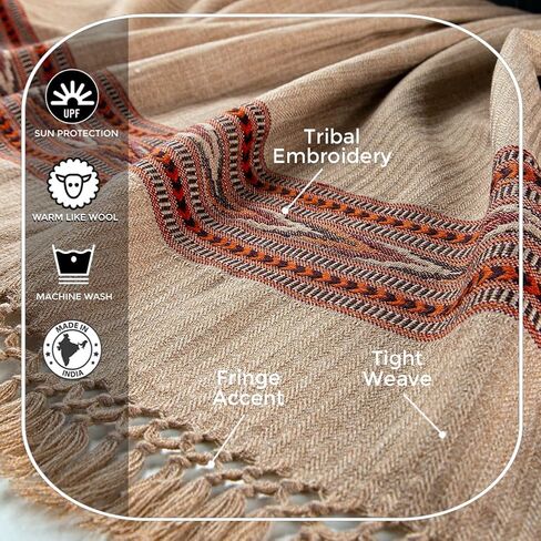 Om Shanti Crafts Meditation Shawl or Blanket, Exotic Shawl/Wrap, Oversize Scarf or Stole. Unisex in Kuwait