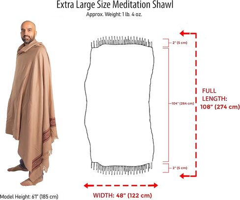 Om Shanti Crafts Meditation Shawl or Blanket, Exotic Shawl/Wrap, Oversize Scarf or Stole. Unisex in Kuwait