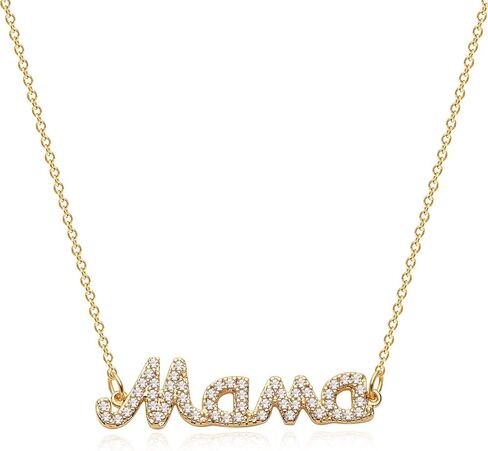 MEVECCO Gold Dainty Mom Necklace,14K Gold Plated Cute Tiny Mama Personalized Name Charm Necklace Delicate Word Cubic Zirconia Mom Jewelry Gift for Mother's Day,Mother's Birthday in Saudi Arabia