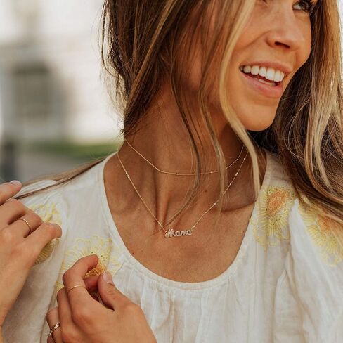 MEVECCO Gold Dainty Mom Necklace,14K Gold Plated Cute Tiny Mama Personalized Name Charm Necklace Delicate Word Cubic Zirconia Mom Jewelry Gift for Mother's Day,Mother's Birthday in Saudi Arabia