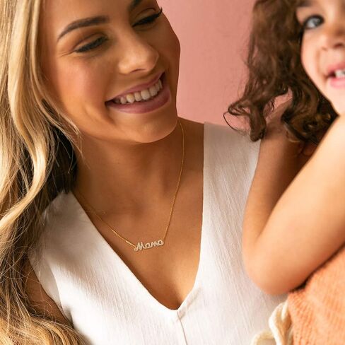 MEVECCO Gold Dainty Mom Necklace,14K Gold Plated Cute Tiny Mama Personalized Name Charm Necklace Delicate Word Cubic Zirconia Mom Jewelry Gift for Mother's Day,Mother's Birthday in Saudi Arabia