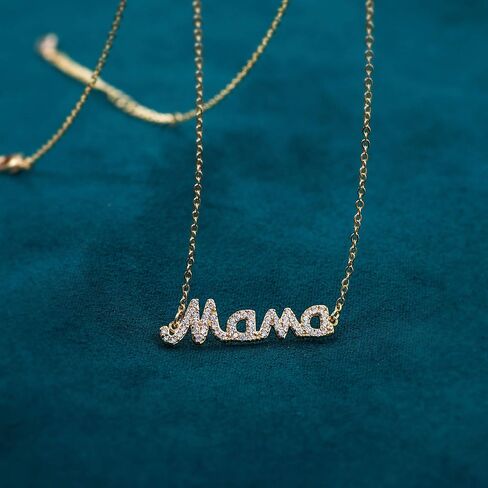 MEVECCO Gold Dainty Mom Necklace,14K Gold Plated Cute Tiny Mama Personalized Name Charm Necklace Delicate Word Cubic Zirconia Mom Jewelry Gift for Mother's Day,Mother's Birthday in Saudi Arabia