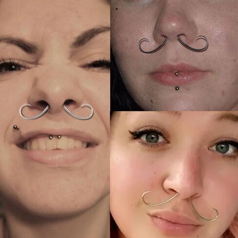 6ixGosh 14G/16G Mustache Septum Ring, 316L Surgical Steel Septum Mustache Nose Ring Piercing Jewelry, Septum Piercing Hanger in Saudi Arabia