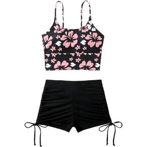 GORGLITTER Women's 2 Piece Tankini Swimsuits Tummy Control Bathing Suit with Shorts Swimwear in Saudi Arabia