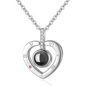 أنا أحبك قلادة، 100 لغة الكريستال الحب الذاكرة الإسقاط القلائد شكل قلب المحبة الذاكرة الترقوة قلادة للنساء الفتيات المجوهرات هدايا عيد ميلاد لصديقة المرأة زوجة أمي in Kuwait