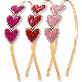 HEIDKRUEGER Valentine's Headbands Enamel Heart Headbands for Women Sparkly Rhinestone Love Valentines Day Hair Hoops Gift in Kuwait