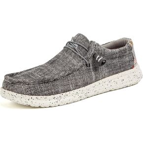 Men's Casual Slip-On Loafers Canvas Boat Shoes Lace-Up Lightweight Walking Leisure