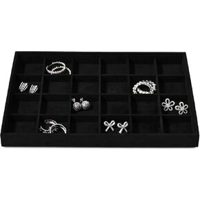 Beige Microfiber Jewelry Display Tray 12 Grids Earrings Bracelet Display Organizer Tray