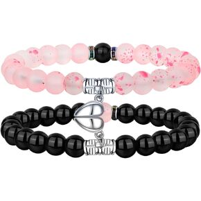 VAVICORE Valentines Day Gifts Matching Bracelets for Couples, 8mm Beads Magnetic Heart Bracelet for Him and Her Couples Gifts Jewelry Distance Couples Bracelet in Saudi Arabia