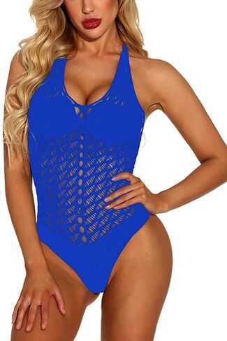 Vorifun Women Fishnet Lingerie V-Neck Sleepwear One Size One Piece Babydoll Mini Dress in Saudi Arabia