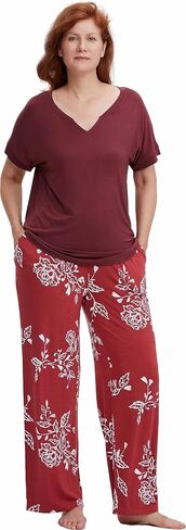 GYS Bamboo Pajamas Set for Women Soft Short Sleeve Tops with Capri Pants Sleepwear Printed Pjs Lounge Set in Saudi Arabia