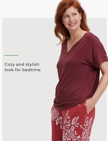 GYS Bamboo Pajamas Set for Women Soft Short Sleeve Tops with Capri Pants Sleepwear Printed Pjs Lounge Set in Saudi Arabia