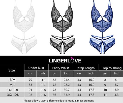 LINGERLOVE Women Lingerie Lace Bodysuit One Piece Babydoll Teddy Lingerie for Women S-4XL in Saudi Arabia