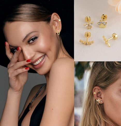 FIRAZIO 12 جهاز كمبيوتر شخصى 16G الغضروف حلق 316L الفولاذ المقاوم للصدأ تشيكوسلوفاكيا أقراط متدلية للنساء الرجال فراشة زهرة القلب هيبولرجينيك أقراط مسطحة الظهر الزنمة الأريكة اللولب ثقب المجوهرات in Kuwait