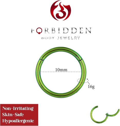 16G 8-10mm Surgical Steel Hinged Easy Use Seamless Hoop Body Piercing Ring (Purple/Blue/Green) in Saudi Arabia