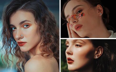 FIASASO 24 قطعة حلقة أنف مزدوجة لثقب واحد تشيكوسلوفاكيا نجمة القمر فراشة الفولاذ المقاوم للصدأ حلقة الأنف مزدوجة للنساء دوامة مزدوجة حلقة الأنف in Kuwait