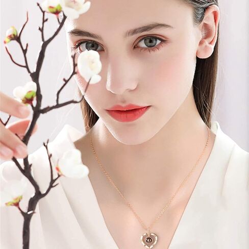 أنا أحبك قلادة، 100 لغة الكريستال الحب الذاكرة الإسقاط القلائد شكل قلب المحبة الذاكرة الترقوة قلادة للنساء الفتيات المجوهرات هدايا عيد ميلاد لصديقة المرأة زوجة أمي in Kuwait