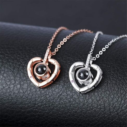 أنا أحبك قلادة، 100 لغة الكريستال الحب الذاكرة الإسقاط القلائد شكل قلب المحبة الذاكرة الترقوة قلادة للنساء الفتيات المجوهرات هدايا عيد ميلاد لصديقة المرأة زوجة أمي in Kuwait