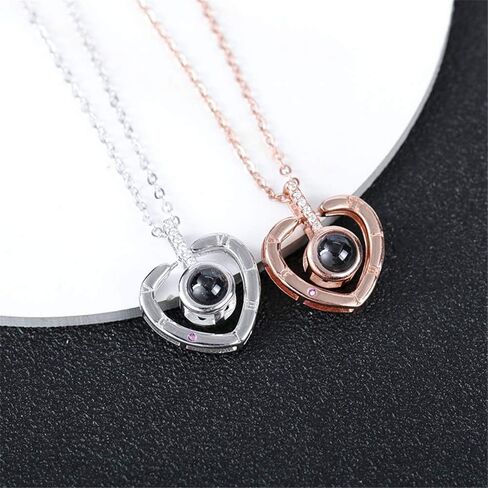 أنا أحبك قلادة، 100 لغة الكريستال الحب الذاكرة الإسقاط القلائد شكل قلب المحبة الذاكرة الترقوة قلادة للنساء الفتيات المجوهرات هدايا عيد ميلاد لصديقة المرأة زوجة أمي in Kuwait