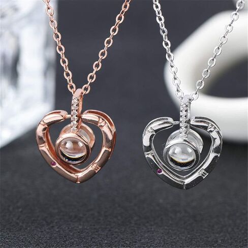 أنا أحبك قلادة، 100 لغة الكريستال الحب الذاكرة الإسقاط القلائد شكل قلب المحبة الذاكرة الترقوة قلادة للنساء الفتيات المجوهرات هدايا عيد ميلاد لصديقة المرأة زوجة أمي in Kuwait