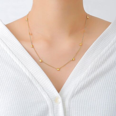 BIFACE القلائد القلب للنساء القلائد والمجوهرات للفتيات في سن المراهقة النساء 16K الذهب مطلي القلب قلادة المختنق قلادة مجوهرات هدايا للنساء الفتيات هدايا عيد الميلاد للنساء in Kuwait