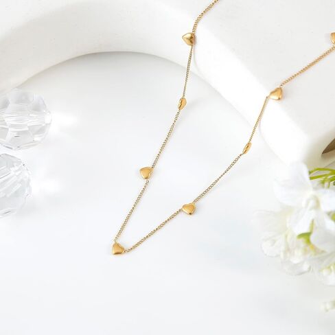 BIFACE القلائد القلب للنساء القلائد والمجوهرات للفتيات في سن المراهقة النساء 16K الذهب مطلي القلب قلادة المختنق قلادة مجوهرات هدايا للنساء الفتيات هدايا عيد الميلاد للنساء in Kuwait