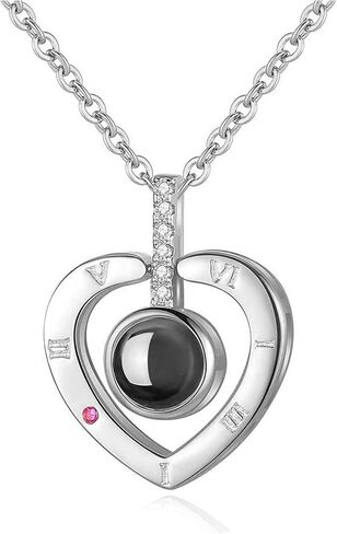 أنا أحبك قلادة، 100 لغة الكريستال الحب الذاكرة الإسقاط القلائد شكل قلب المحبة الذاكرة الترقوة قلادة للنساء الفتيات المجوهرات هدايا عيد ميلاد لصديقة المرأة زوجة أمي in Kuwait