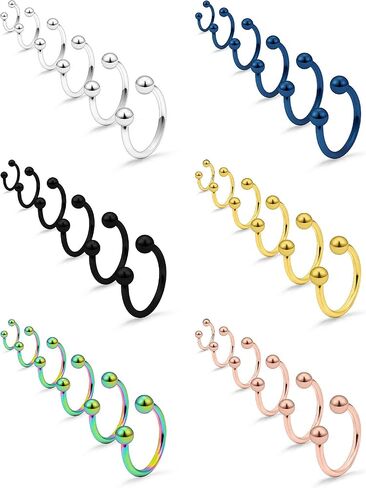 SCERRING 16G Nose Hoop Rings Stainless Steel Nose Horseshoe Hoop Rings Eyebrow Lip Ear Tragus Septum Piercing Jewelry Hanger Retainer 6-16mm 18-36PCS in Saudi Arabia