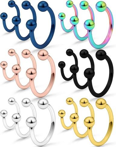 SCERRING 16G Nose Hoop Rings Stainless Steel Nose Horseshoe Hoop Rings Eyebrow Lip Ear Tragus Septum Piercing Jewelry Hanger Retainer 6-16mm 18-36PCS in Saudi Arabia