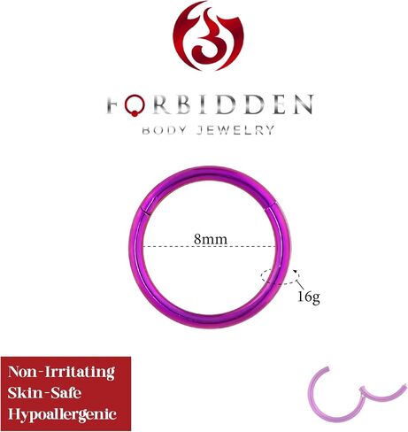 16G 8-10mm Surgical Steel Hinged Easy Use Seamless Hoop Body Piercing Ring (Purple/Blue/Green) in Saudi Arabia
