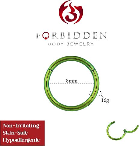 16G 8-10mm Surgical Steel Hinged Easy Use Seamless Hoop Body Piercing Ring (Purple/Blue/Green) in Saudi Arabia