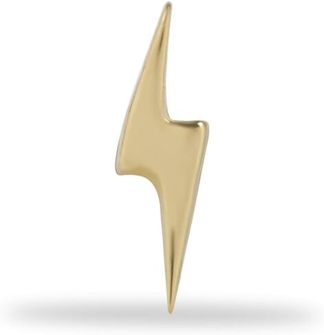 Lightning Labret Cartilage Piercing Earring - 14K Solid Yellow Gold - For Helix Tragus Lobe Conch Flat & Other Body Piercing BY KORAL JEWELRY in Saudi Arabia