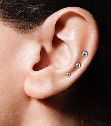 6ixGosh 16G G23 Titanium Cartilage Earring Tragus Conch Helix Piercing Jewelry Internally Threaded Monroe Lip Studs 6/8mm Heart Star Shaped Labret Jewelry for women men (3 Tops & 1 Post) in Saudi Arabia