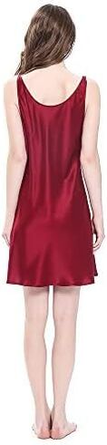 ثوب نوم حريري 100% من LILYSILK للنساء 19 مم حرير التوت قصير قميص نوم مثير للسيدات، أحمر M in Kuwait