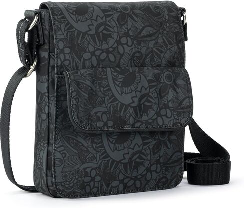 Sakroots On The Go Small Flap Messenger in Eco Twill, Adjustable Crossbody Strap, Black Spirit Desert in Saudi Arabia