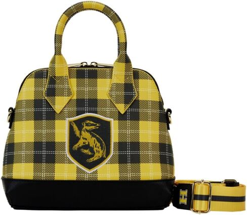 Loungefly Harry Potter Hufflepuff Patch Varsity Plaid Crossbody Bag in Saudi Arabia