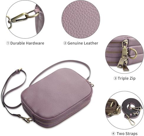 حقائب كروس صغيرة من فوكوين للنساء من الجلد الطبيعي - ثلاث مقصورات رئيسية - حقيبة يد جلدية ناعمة للسيدات in Kuwait