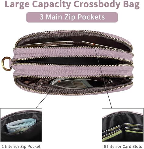 حقائب كروس صغيرة من فوكوين للنساء من الجلد الطبيعي - ثلاث مقصورات رئيسية - حقيبة يد جلدية ناعمة للسيدات in Kuwait