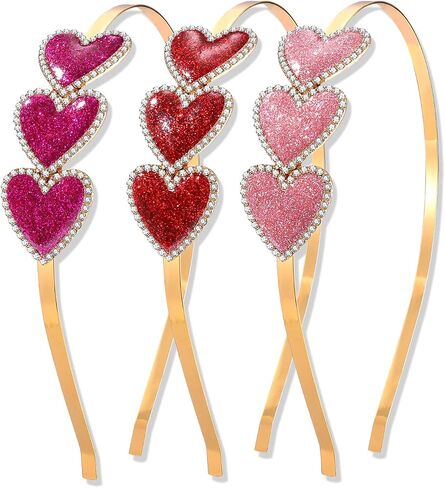 HEIDKRUEGER Valentine's Headbands Enamel Heart Headbands for Women Sparkly Rhinestone Love Valentines Day Hair Hoops Gift in Kuwait