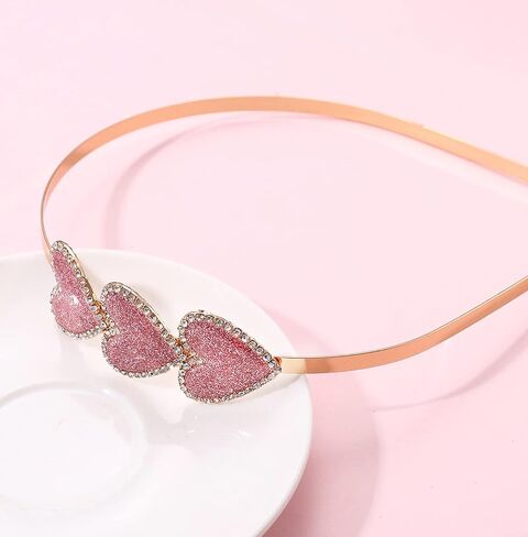 HEIDKRUEGER Valentine's Headbands Enamel Heart Headbands for Women Sparkly Rhinestone Love Valentines Day Hair Hoops Gift in Kuwait