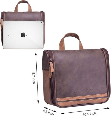 VACNASE حقيبة أدوات الزينة المعلقة للرجال خمر الجلود الحلاقة Dopp عدة متوسطة للماء حقائب الحمام السفر المحمولة دش المنظم in Kuwait