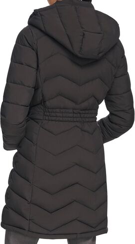 Calvin Klein Women's Long Bib-Front Light-Weight Jacket, Black in Saudi Arabia