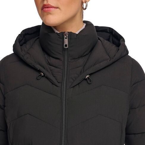 Calvin Klein Women's Long Bib-Front Light-Weight Jacket, Black in Saudi Arabia