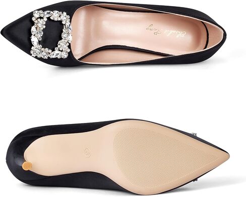 Elisabet Tang Women's Pumps 4 Inch Satin Glitter Rhinestone Heels for Women High Heels Closed Pointed Toe Slip on Party Wedding Shoes in Saudi Arabia