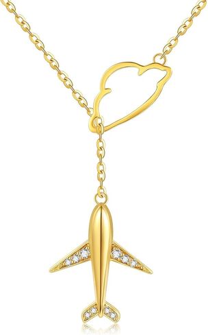 14k Real Gold Airplane Necklace Airplane Pendant Cloud Y Necklaces Solid Gold Plane Jewelry For Women Girls Pilot Gifts in Kuwait