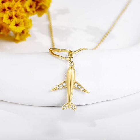 14k Real Gold Airplane Necklace Airplane Pendant Cloud Y Necklaces Solid Gold Plane Jewelry For Women Girls Pilot Gifts in Kuwait