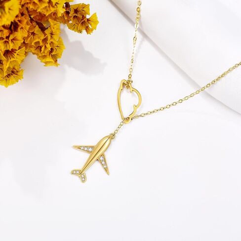 14k Real Gold Airplane Necklace Airplane Pendant Cloud Y Necklaces Solid Gold Plane Jewelry For Women Girls Pilot Gifts in Kuwait