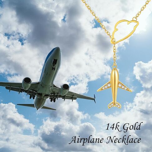 14k Real Gold Airplane Necklace Airplane Pendant Cloud Y Necklaces Solid Gold Plane Jewelry For Women Girls Pilot Gifts in Kuwait
