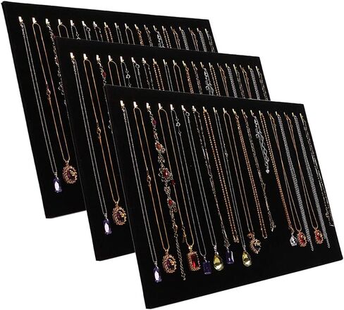 3 عبوات 15.7 بوصة × 13.02 بوصة مطورة 20 خطافًا منظم المجوهرات المخملية المطورة / صينية / وسادة / صندوق عرض/حقيبة عرض in Kuwait